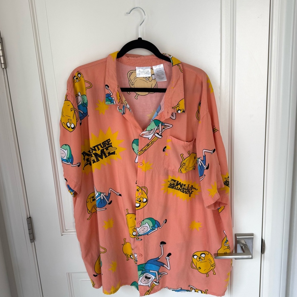 Adventure Time Men’s Button Up Hawaii Cabana Shirt XXL Cartoon Network